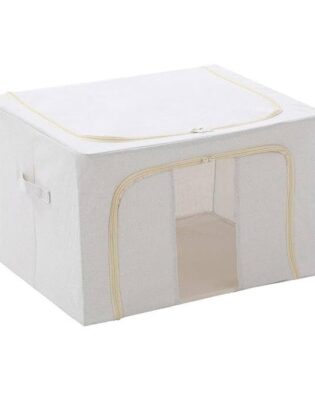 Foldable Steel Frame Clothes Organizer Storage Box for Wardrobe, Saree, Shirts, and Blankets (Blue Lines)