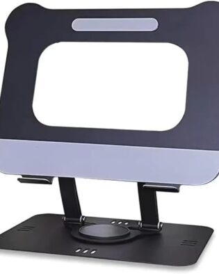 Tabletop Laptop Stand 360 Degree Rotating Adjustable Foldable Portable Laptop Universal Holder for Notebook, Mac Book, Laptops - Silver (Black)