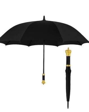 Large Golf Umbrella for Men & Women | Automatic Open Small & Big Stick Crowm| Windproof Heavy Duty UV Protection Rain Umbrella with Stylish Handle (Black)