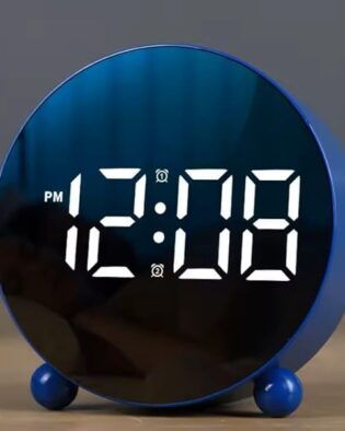 LED Alarm Clock, [Newest Version] Digital Round Clock with Voice and Touch Activated, Separate Alarm, Snooze, Week, 4 Adjustable Brightness, USB/Battery Powered, Desk Clocks (Blue)