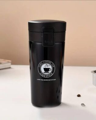 Coffee Travel Mug, Insulated Coffee Cup with Leakproof Lid, Vacuum Insulation Stainless Steel Reusable for Hot Cold Coffee, Water, and Tea, Thermal Mug with Non-Slip Protective Cover, 500ML (Black)