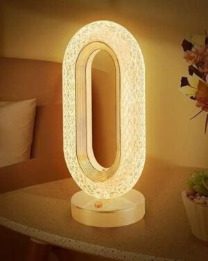Crystal Diamond Table Lamp, Touch Control, 3 Way Dimmable, USB Rechargeable, Night Stand Light for Bedroom, Living Room 3-Modes LED Light (Tall Oval Shape) Decorative Desk Lamp Gift