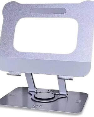 Tabletop Laptop Stand 360 Degree Rotating Adjustable Foldable Portable Laptop Universal Holder for Notebook, Mac Book, Laptops - Silver (Silver)