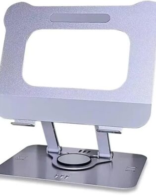 Tabletop Laptop Stand 360 Degree Rotating Adjustable Foldable Portable Laptop Universal Holder for Notebook, Mac Book, Laptops - Silver (Silver)