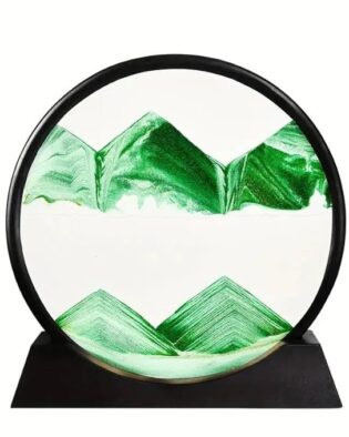 Moving Sand Art Picture Glass Liquid Painting 3D Natural Landscape showpieces for Home Decor Antique Gifts for Kids Office Desktop Decoration Desk Table Decorative Items (Green)