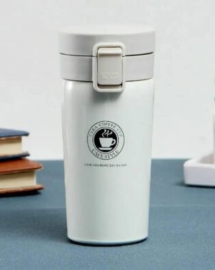 Coffee Travel Mug, Insulated Coffee Cup with Leakproof Lid, Vacuum Insulation Stainless Steel Reusable for Hot Cold, Thermal Mug with Non-Slip Protective Cover, 500ML (White)