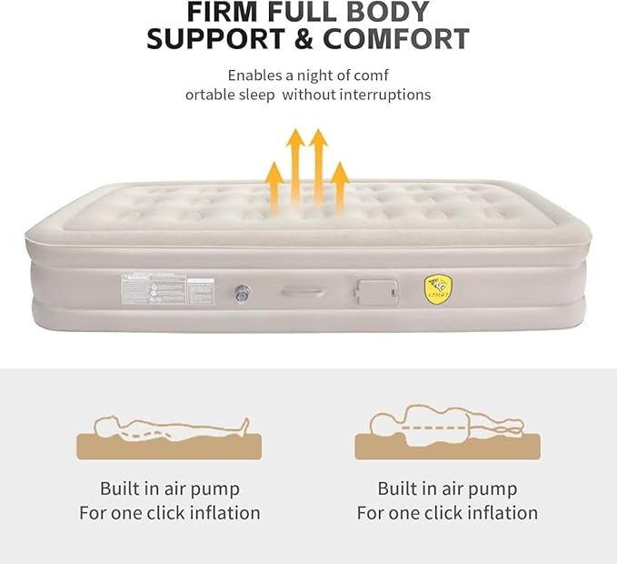 Single Air Bed Elegant Queen Size Air Mattress Single High Inflatable with Built-in Electric Pump 3 Mins Quick Self-Inflation/Deflation ir Mattress for Camping Travelling (Grey) (6 X 3.5)Ft