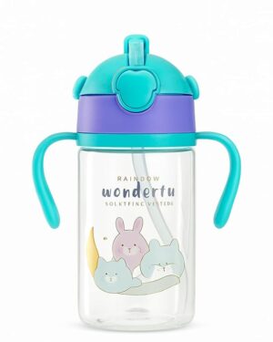 Sipper Water Bottle with Straw for Kids | Leak Proof Sippy Water Bottle with Adjustable Strap | BPA Free & Non-Toxic 600ml | Drinking Sipper for School Kids Boys Girls (Dark blue)