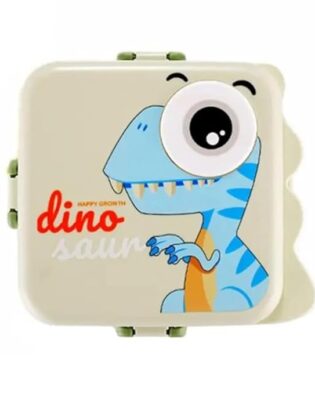 Dinosaur Kids Lunch Box with Stainless Steel Inner Liner, Multiple Compartments, Lock Buckle, Sauce Box & Spoon Leakproof & BPA-Free Tiffin Box for School Boys & Girls Durable Lunchbox