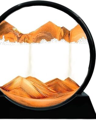 Moving Sand Art Picture Glass Liquid Painting 3D Natural Landscape showpieces for Home Decor Antique Gifts for Kids Office Desktop Decoration Desk Table Decorative Items (Orange)
