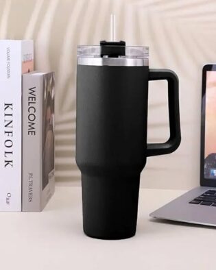 Tumbler with lid and Straw 1200ML Cup Stainless Steel Vacuum Insulated Tumbler for Water, Iced Tea or Coffee 1.2L Office Gym Travelling (Black)