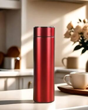Stainless Steel Water Bottle with LED Temperature Display Water Bottle – 500ML Double Wall Vacuum Insulated Flask (Red)