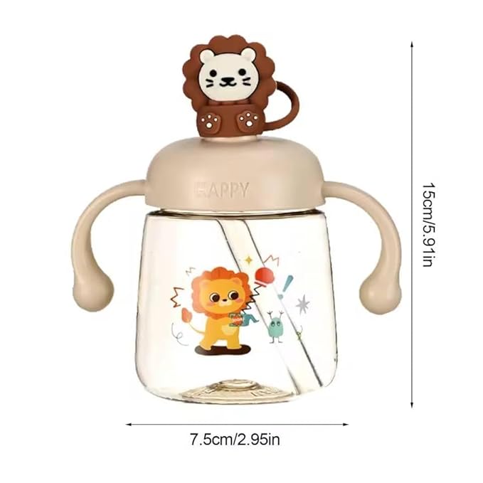 Baby Bite Resistant Soft Silicone Straw Sipper Cup with Handle, with Weighted Straw, Sippy Cup with Anti Spill Lock, BPA Free, 6m+, 300 ml