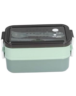 Double-Layer Bento Lunch Box – Japanese-Style, Stackable Stainless Steel Food Storage Container with Microwave-Safe Heating, Perfect for Students & Office Workers