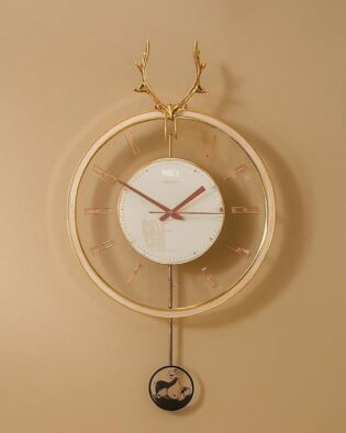 Stylish Latest Decorative Home Decor Designer Reindeer Pendulum Wall Clock lolak Big Wall Clock for Living Room Bedroom Home Wall Decoration Gift (Green)