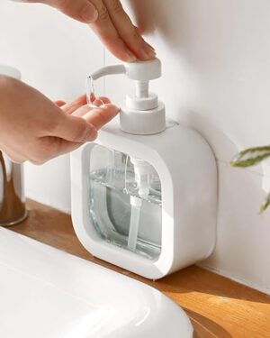 Outdoor Living Liquid Soap Dispenser for Bathroom Kitchen Accessories, Multipurpose Refillable Plastic Pump for Hand Wash, Dish Wash, Kitchen, Bathroom (White)