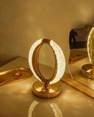 Crystal Diamond Table Lamp, Touch Control, 3 Way Dimmable, USB Rechargeable, Night Stand Light for Bedroom, Living Room 3-Modes LED Light (Oval Shape) Decorative Desk Lamp Gift