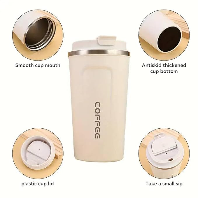 Insulated Coffee Travel Mug, Double Walled Stainless Steel Tumbler, Insulated Cup with Leakproof Lid, Thermal with Non-Slip Protective Grip Hot Cold Drinks Coffee,Tea