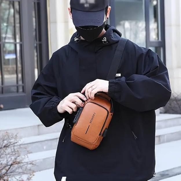 Anti Theft Backpack, Sling Bag For Men, CrossBody For Men Women, Anti-Theft Chest Bag With USB Charging Port, Waterproof Small Backpack for Outdoor Work Hiking