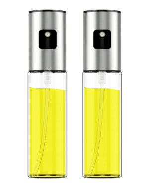 Oil Sprayer For Cooking 100ml Glass Sprayer Mister, Kitchen Gadgets Accessories For Air Fryer, Canola Spritzer, BBQ, Grilling, Salads Stainless Steel and Glass for Baking