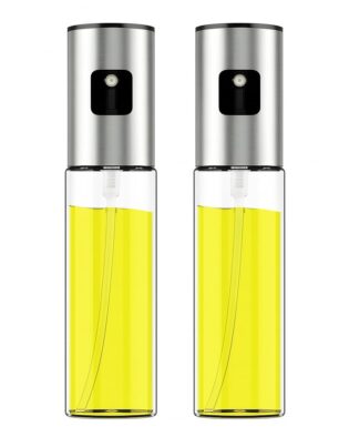 Oil Sprayer For Cooking 100ml Glass Sprayer Mister, Kitchen Gadgets Accessories For Air Fryer, Canola Spritzer, BBQ, Grilling, Salads Stainless Steel and Glass for Baking