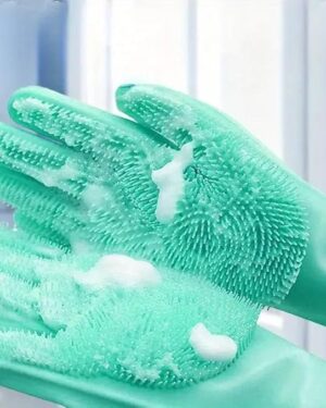 Silicone Dishwashing Gloves for kitchen, Dishwashing with Scrubbers, Dish Gloves for Kitchen, Car Washing gloves, Great for Washing Dish, Car, Bathroom