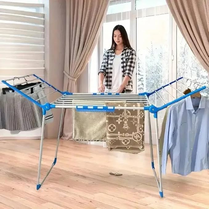 International Cloth Drying Stand - 3 Way Folding, 42 Feet Drying Length, 20 Drying Rails, Lightweight Alloy Steel Laundry Racks for Indoor Outdoor Balcony