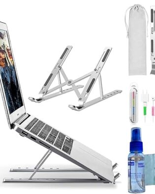 Vertical Laptop Desktop Stand Holder with Adjustable Dock Size, Aluminum, Fits All MacBook, Surface, Chromebook and Gaming Laptops (Up to 17.3 inches) (Grey) Laptop Holder