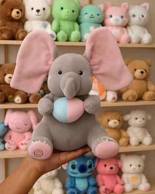 Singing Interactive Musical Baby Elephant Stuffed Plush Singing Peek-A-Boo with Moving Ears for Kids,Toddlers Boys and Girls (Pink)