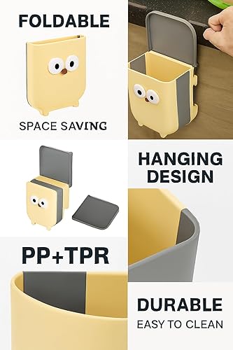 Hanging Kitchen Trash Can for Cabinet Door Foldable Hanging Trash Can Garbage Bin for Waste Compost Bin for Kitchen Sink Plastic Dustbin for Bathroom, RV, Home & Office Use (Medium)