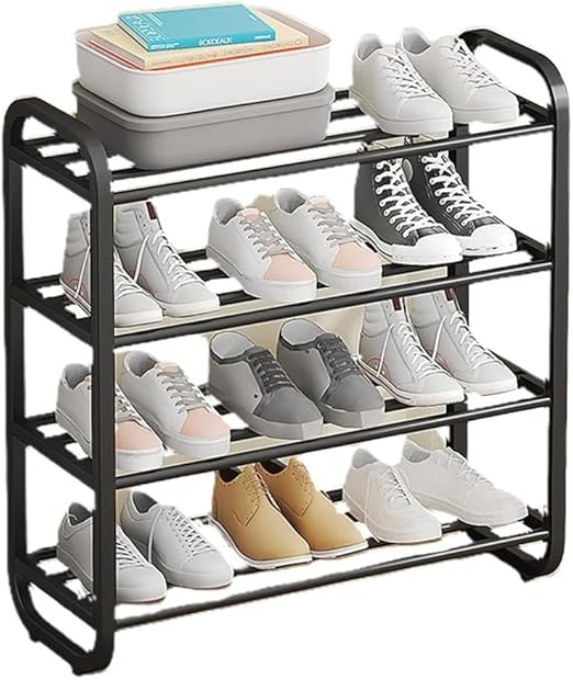 Shoe Rack 4 Tier Shoe Rack with Shelf, Folding ShoeRack for Bedroom, Living Room, Entryway, White, ShoeRack, Footwear Stand for Home, ShoeRack Plastic, ShoeRack with 4 Layer