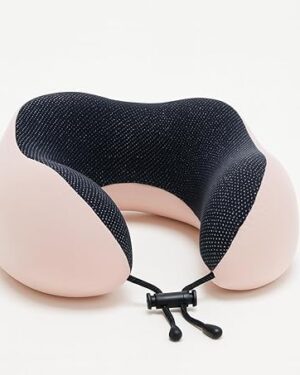 Extra Soft Memory Foam Luxury Travel Neck Support Rest Pillow with Soft Eyemask with Gel Multipurpose Comfortable Travel Pillow Combo Airplane Travel Kit (Pink)