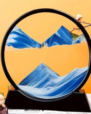 Moving Sand Art Picture Glass Liquid Painting 3D Natural Landscape showpieces for Home Decor Antique Gifts for Kids Office Desktop Decoration Desk Table Decorative Items (Blue)