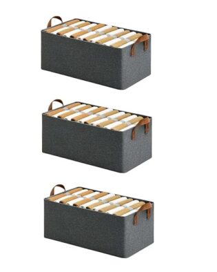 Nylon Big Moisture Proof Underbed Storage Bag for Clothes Large Foldable Steel Frame Clothes Organizer Storage Box for Wardrobe, Saree, Shirts, and Blankets 66 Liter, Large