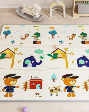 Double Sided Water Proof Baby Floor Mat, Multicolor, Reversible Floor mats for Kids, Baby mats for Floor, Crawling Toddlers, Cushioned Playmat with Educational Prints