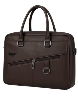 Leather briefcases Laptop Messenger Bags for Men and Women Best Office School College Satchel Bag (MESSENGER-BAG-PRO) Shoulder Bags Business Bag Crossbody with Adjustable Shoulder Strap (Dark brown)