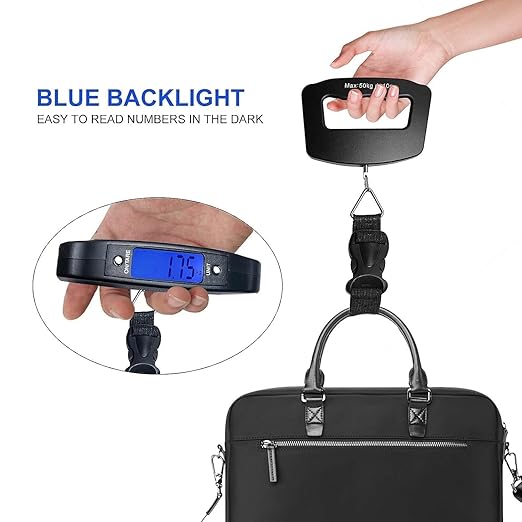 Digital Luggage Weighing Scale, Weight Machine for Luggage,Gift for Traveler Suitcase Handheld Weight Scale (Black)