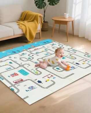 Double Sided Water Proof Baby Floor Mat, Multicolor, Reversible Floor mats for Kids, Baby mats for Floor, Crawling Toddlers, Cushioned Playmat with Educational Prints
