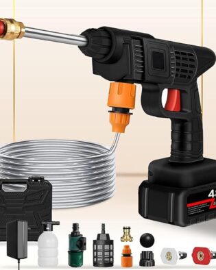 Cordless 48V 18000 mah Battery High Powerful Pressure Car Washer Gun with 1 Rechargeable Batteries Portable High Power Washer Handheld Electric Water Gun for Car Washing Fence Floor Cleaning