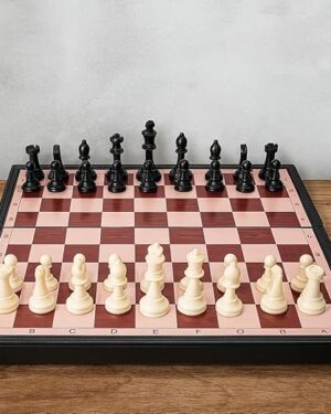 Chess Board Set Magnetic Portable and Foldable Board Game Travel Chess Board for Adults & Kids Educational Toy Sets for Kids Folding Chessboard Storage Toys(Brown) 13x13 inch