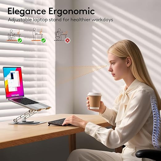 Aluminum Tabletop Laptop Stand Ergonomic Foldable Portable Laptop Stand Holder Compatible for MacBook, HP, Dell, Lenovo & All Other Notebook (Sliver)