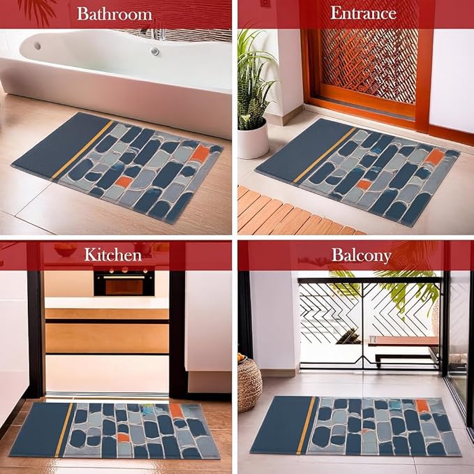 Water Absorbent Non Slip Bathmat | Quick Dry Anti Slip Bathroom Mat | Soft Anti Skid Door Mats for Home/Bathroom/Bedroom/Kitchen/Floor Mat | Water Absorbing Rubber Doormat