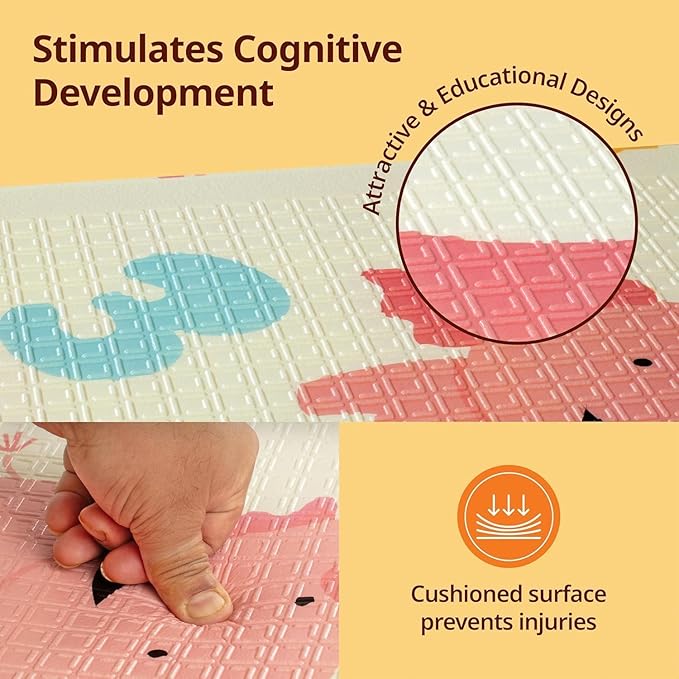 Double Sided Water Proof Baby Floor Mat, Multicolor, Reversible Floor mats for Kids, Baby mats for Floor, Crawling Toddlers, Cushioned Playmat with Educational Prints