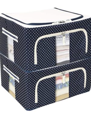 Foldable Steel Frame Clothes Organizer Storage Box for Wardrobe, Saree, Shirts, and Blankets 66L
