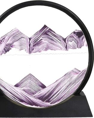 Moving Sand Art Picture Glass Liquid Painting 3D Natural Landscape showpieces for Home Decor Antique Gifts for Kids Office Desktop Decoration Desk Table Decorative Items (Purple)