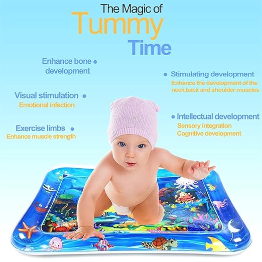 Baby Kids Water Play Mat Toys Inflatable Tummy Time Leakproof Water Play Mat, Fun Activity Play Center Indoor and Outdoor Water Play Mat for Baby Random Design