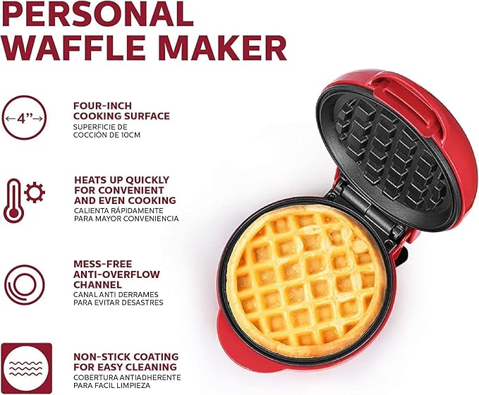 Mini Waffle Maker Machine 3 In 1 Waffle Iron Home Appliances Kitchen Easy To Clean, 4 Inch, Perfect For Breakfast, Dessert, Sandwich, Pan Cakes, Other Snacks - 350 Watts