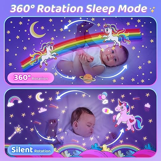 Bunny Night Light Projector LED Lamp with 6 Films Shades Rotating Cabin Projector Lamp Star Projector for Kids Baby Sound Machine for Room Rechargeable Rabbit Nursery Light for Kids