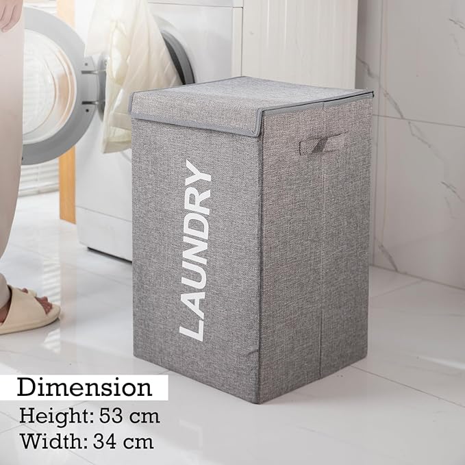 Jute Foldable Laundry Basket for Clothes with Lid Laundry Bag for Clothes Durable & Collapsible Storage Bag for Clothes Basket for Clothes Storage Toy Storage Basket