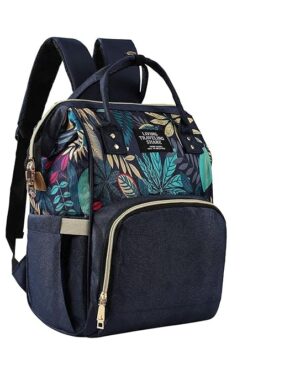 Multifunctional Waterproof Diaper Bag for Mothers for Travel, Mother Travel Bag, Waterproof Material, Large storage capacity Printed Leaf Design